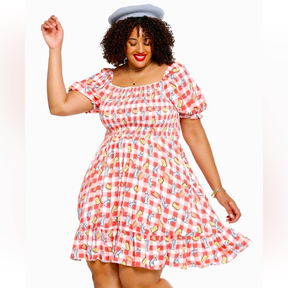 Disney Pixar Ratatouille Remy & Food Gingham smock dress